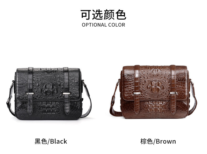 New Crocodile Skin Men's Cambridge Bag Genuine Leather High Quality Luxury Casual Business Crossbody Bag Shoulder Bag 