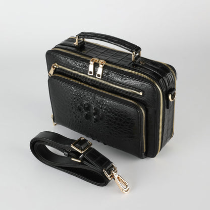 新品シャムワニ皮 メンズバッグ 本革 おしゃれ 通勤ビジネスバッグ 多機能ショルダーバッグ 斜めがけバッグ ハンドバッグ