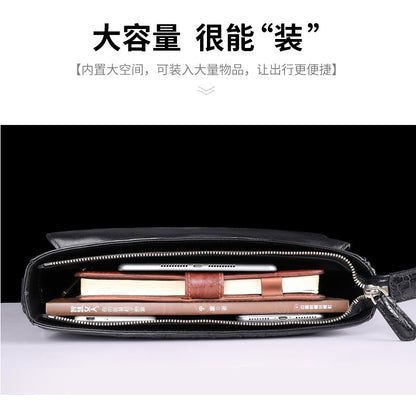 New Crocodile Skin Men's Cambridge Bag Genuine Leather High Quality Luxury Casual Business Crossbody Bag Shoulder Bag 