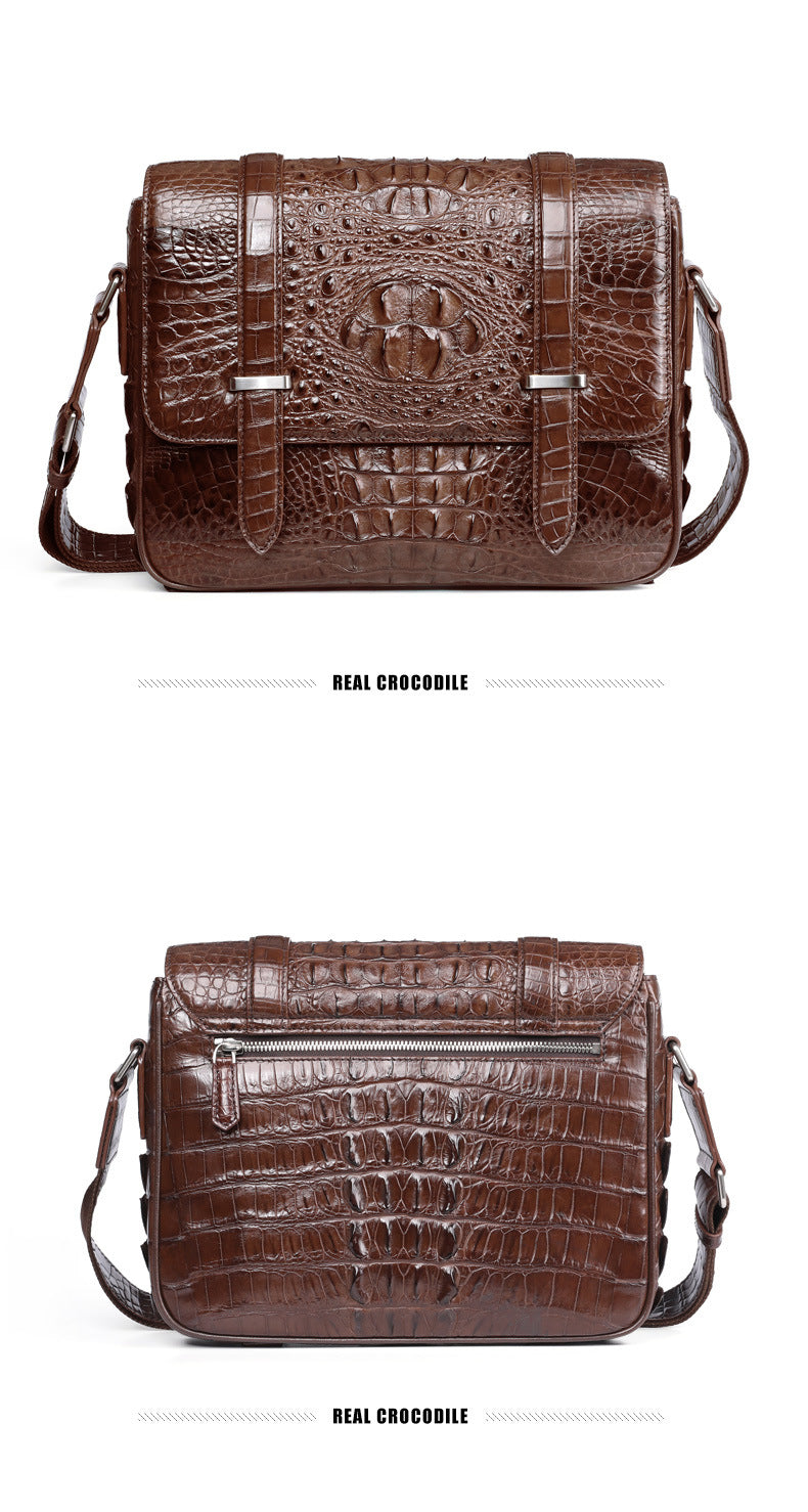 New Crocodile Skin Men's Cambridge Bag Genuine Leather High Quality Luxury Casual Business Crossbody Bag Shoulder Bag 