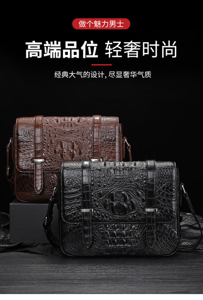 New Crocodile Skin Men's Cambridge Bag Genuine Leather High Quality Luxury Casual Business Crossbody Bag Shoulder Bag 