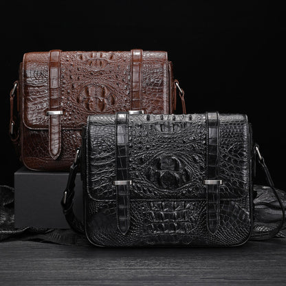 New Crocodile Skin Men's Cambridge Bag Genuine Leather High Quality Luxury Casual Business Crossbody Bag Shoulder Bag 