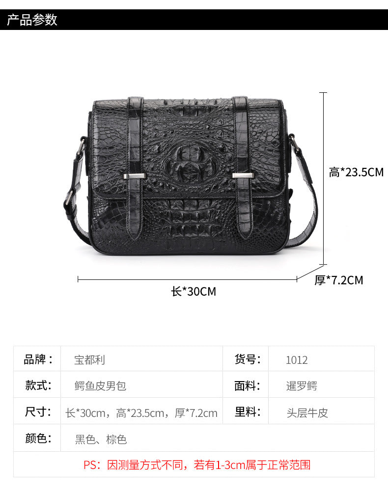 New Crocodile Skin Men's Cambridge Bag Genuine Leather High Quality Luxury Casual Business Crossbody Bag Shoulder Bag 