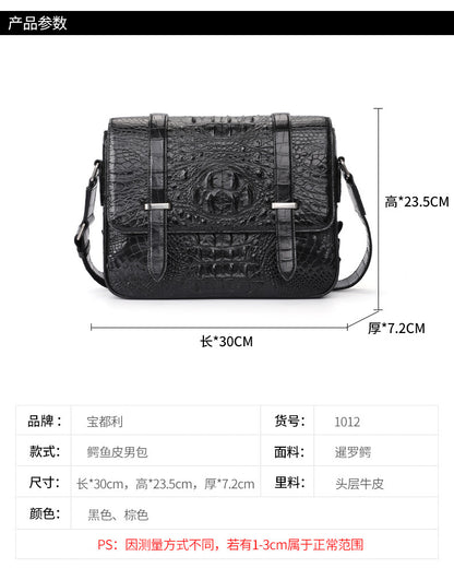 New Crocodile Skin Men's Cambridge Bag Genuine Leather High Quality Luxury Casual Business Crossbody Bag Shoulder Bag 
