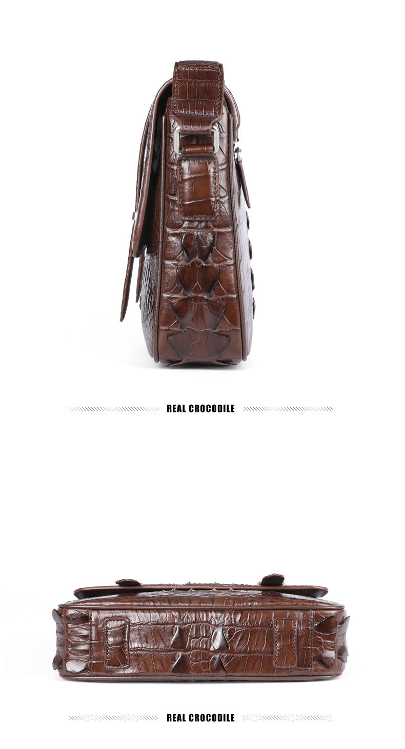 New Crocodile Skin Men's Cambridge Bag Genuine Leather High Quality Luxury Casual Business Crossbody Bag Shoulder Bag 