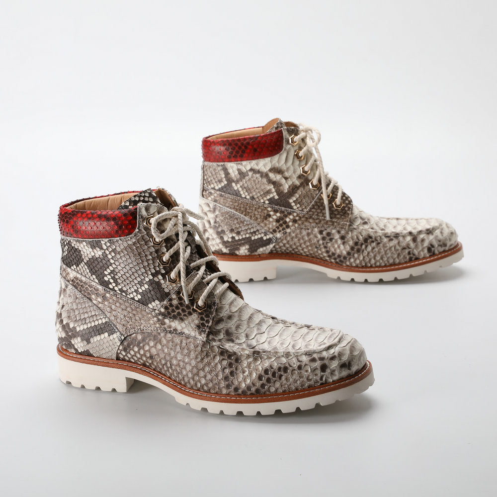 ニシキヘビの皮 本革 メンズブーツ マーティンブーツ カジュアルシューズ