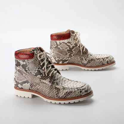 ニシキヘビの皮 本革 メンズブーツ マーティンブーツ カジュアルシューズ