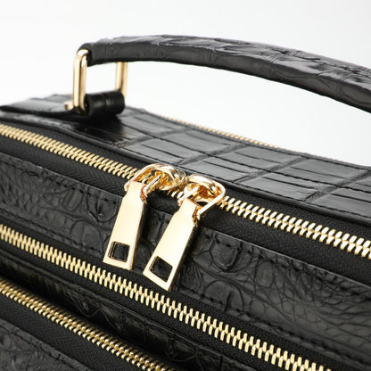 新品シャムワニ皮 メンズバッグ 本革 おしゃれ 通勤ビジネスバッグ 多機能ショルダーバッグ 斜めがけバッグ ハンドバッグ