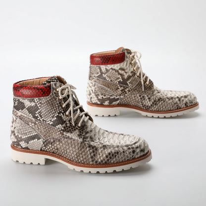 ニシキヘビの皮 本革 メンズブーツ マーティンブーツ カジュアルシューズ