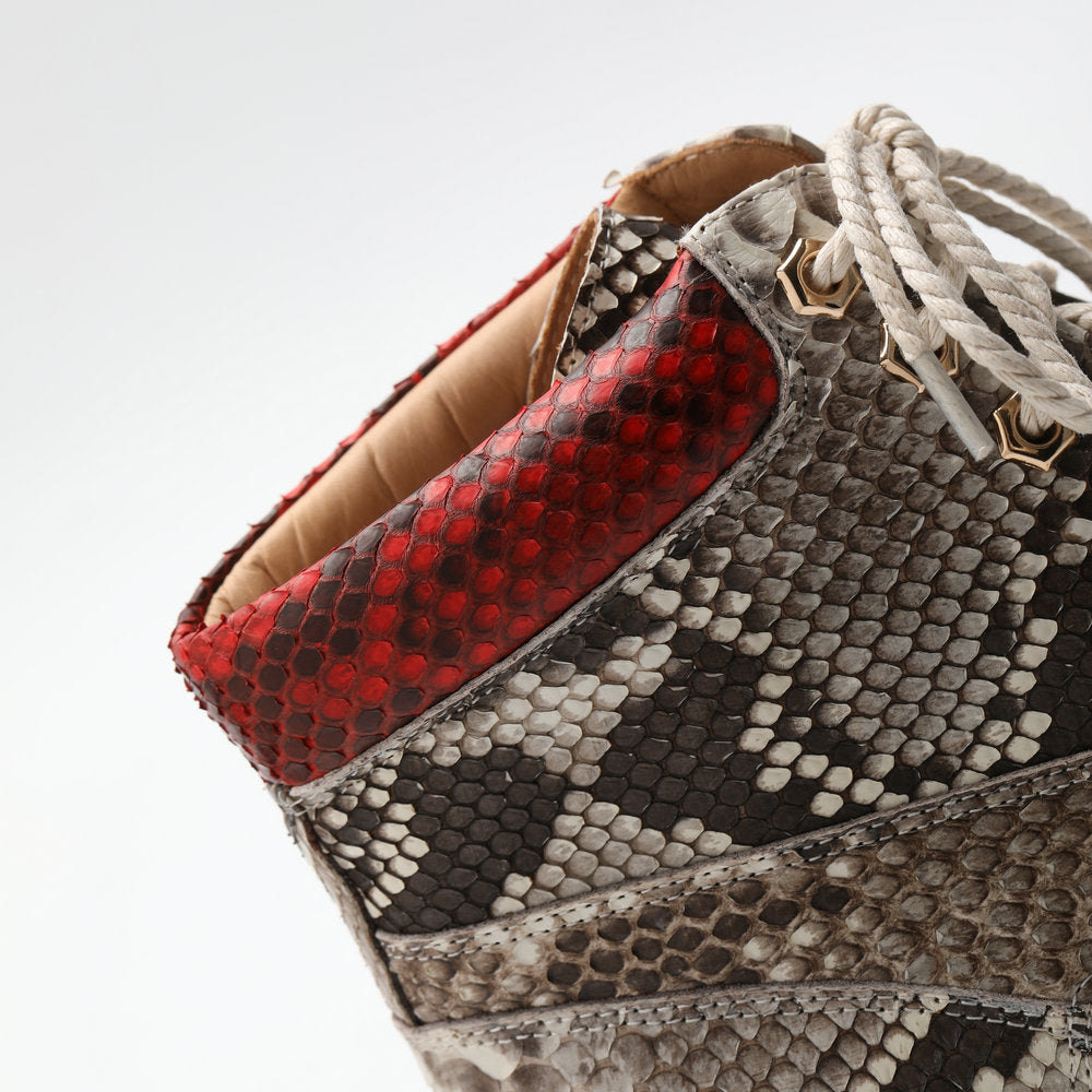 ニシキヘビの皮 本革 メンズブーツ マーティンブーツ カジュアルシューズ