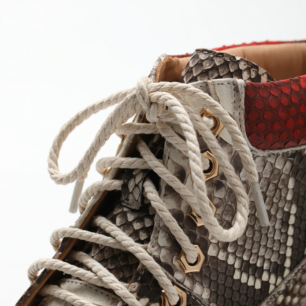 ニシキヘビの皮 本革 メンズブーツ マーティンブーツ カジュアルシューズ