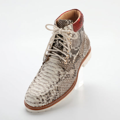 ニシキヘビの皮 本革 メンズブーツ マーティンブーツ カジュアルシューズ