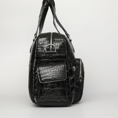 Siamese Crocodile Skin Men's Travel Bag Genuine Leather Travel Handbag Large Capacity Handbag 