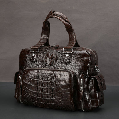 Siamese Crocodile Skin Men's Travel Bag Genuine Leather Travel Handbag Large Capacity Handbag 