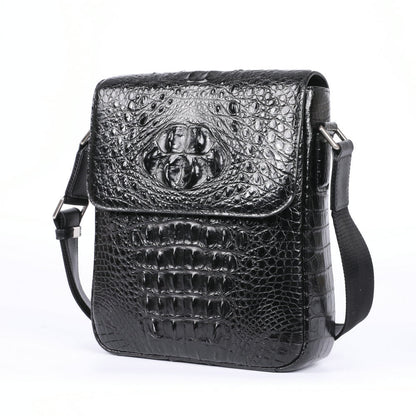 New Men's Shoulder Bag Siamese Crocodile Leather Business Commuting Large Capacity Crossbody Bag 