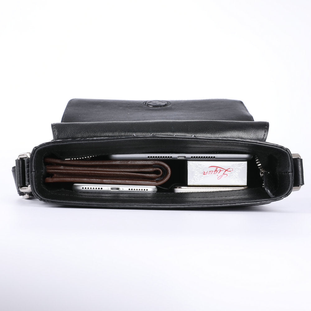 New Men's Shoulder Bag Siamese Crocodile Leather Business Commuting Large Capacity Crossbody Bag 