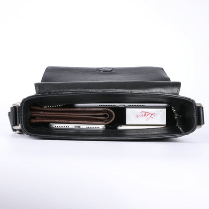 New Men's Shoulder Bag Siamese Crocodile Leather Business Commuting Large Capacity Crossbody Bag 