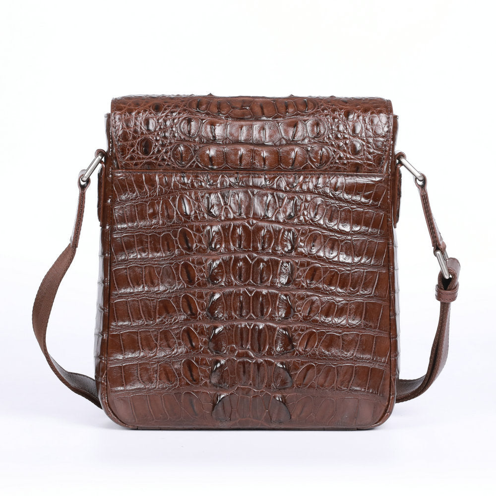 New Men's Shoulder Bag Siamese Crocodile Leather Business Commuting Large Capacity Crossbody Bag 