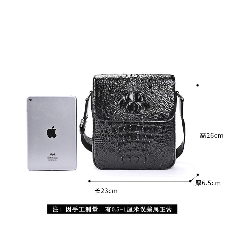 New Men's Shoulder Bag Siamese Crocodile Leather Business Commuting Large Capacity Crossbody Bag 