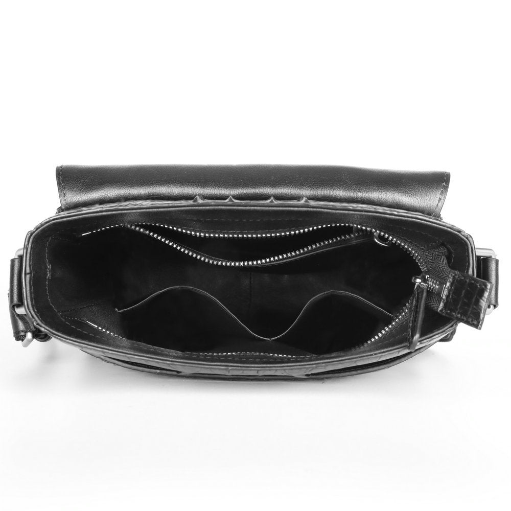 New Men's Shoulder Bag Siamese Crocodile Leather Business Commuting Large Capacity Crossbody Bag 