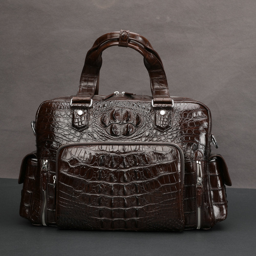 Siamese Crocodile Skin Men's Travel Bag Genuine Leather Travel Handbag Large Capacity Handbag 