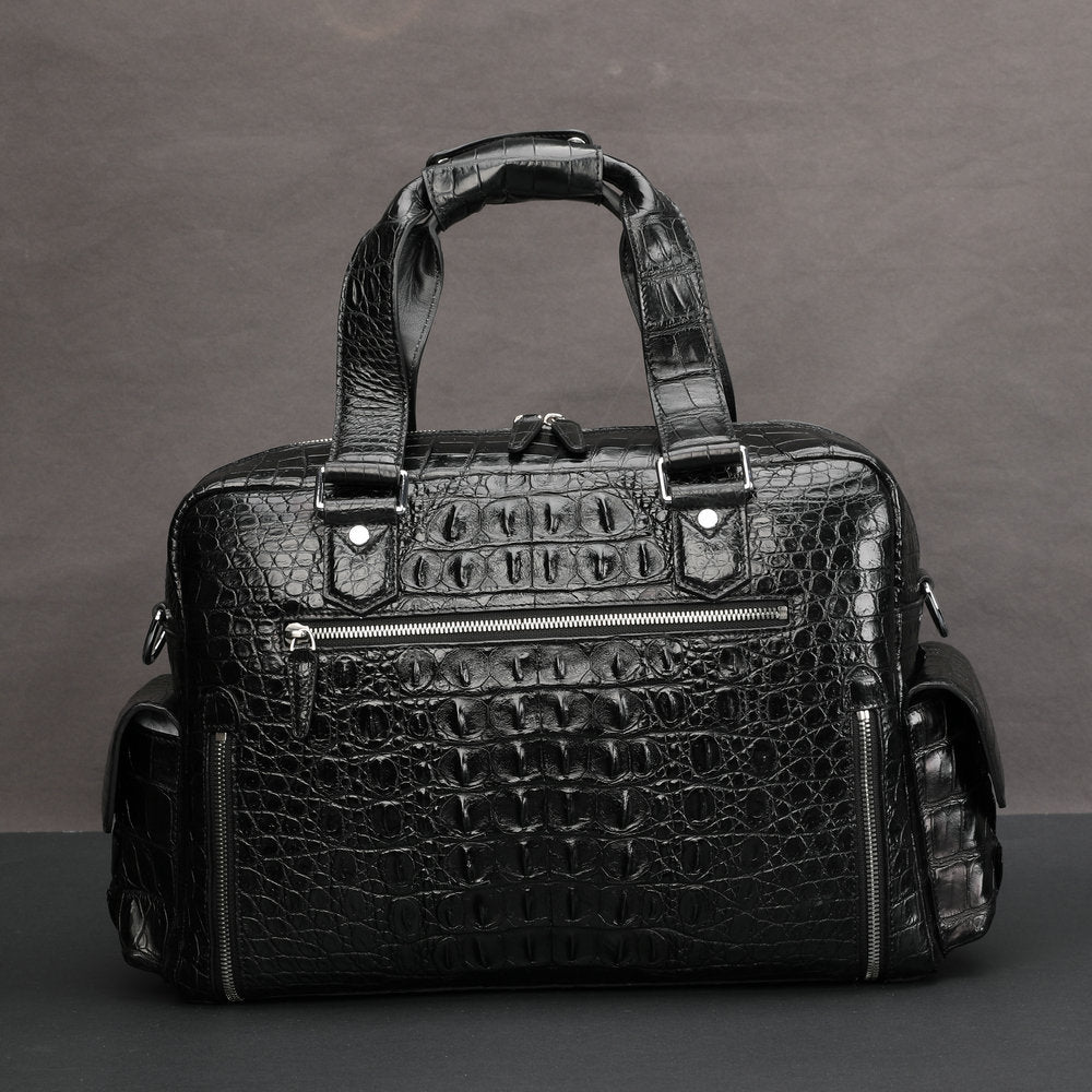 Siamese Crocodile Skin Men's Travel Bag Genuine Leather Travel Handbag Large Capacity Handbag 