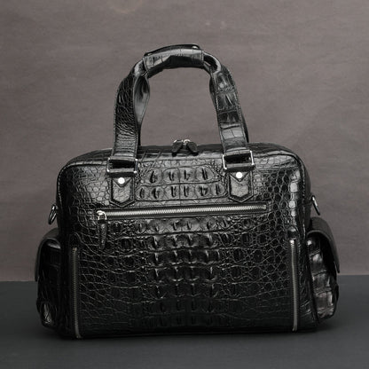 Siamese Crocodile Skin Men's Travel Bag Genuine Leather Travel Handbag Large Capacity Handbag 