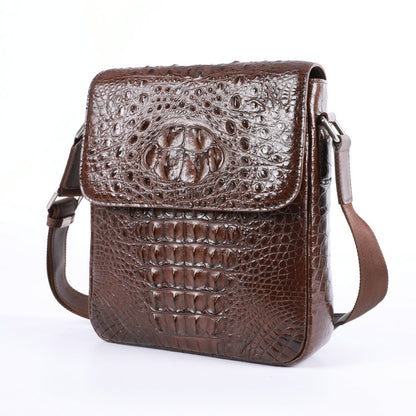 New Men's Shoulder Bag Siamese Crocodile Leather Business Commuting Large Capacity Crossbody Bag 