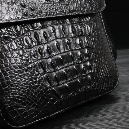 New Men's Shoulder Bag Siamese Crocodile Leather Business Commuting Large Capacity Crossbody Bag 