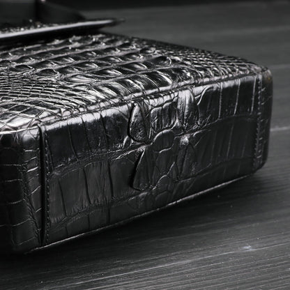 New Men's Shoulder Bag Siamese Crocodile Leather Business Commuting Large Capacity Crossbody Bag 