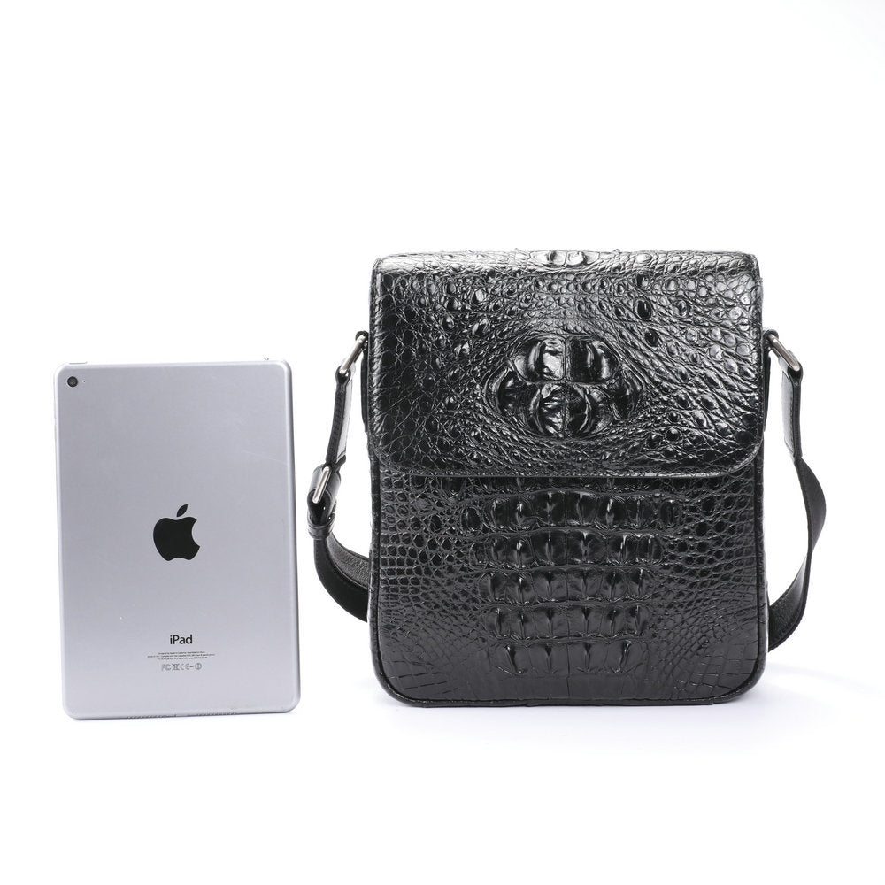 New Men's Shoulder Bag Siamese Crocodile Leather Business Commuting Large Capacity Crossbody Bag 
