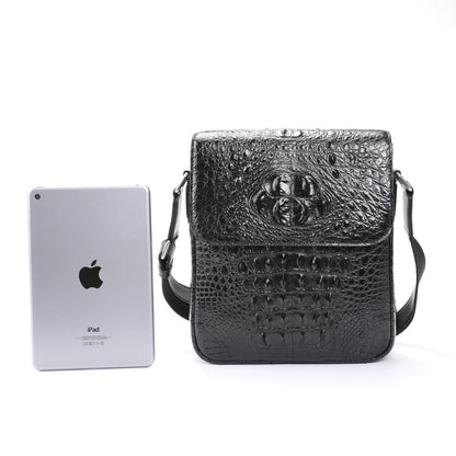 New Men's Shoulder Bag Siamese Crocodile Leather Business Commuting Large Capacity Crossbody Bag 