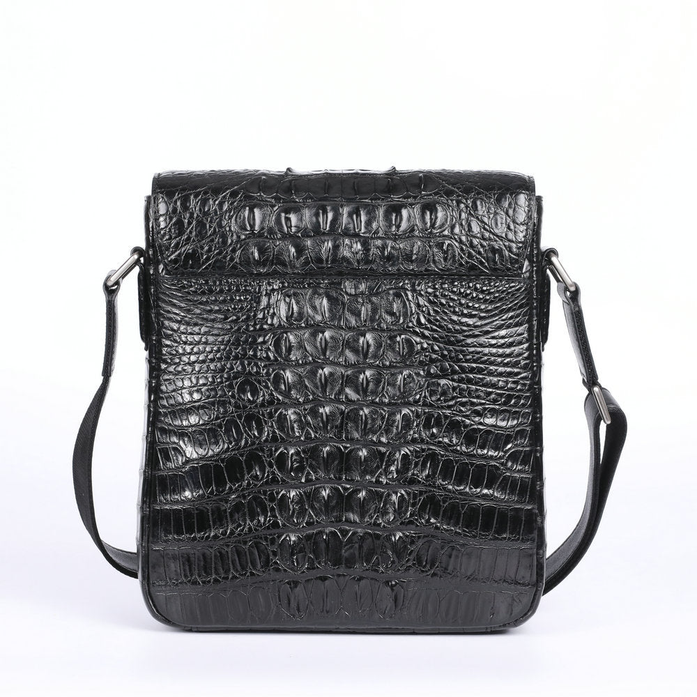 New Men's Shoulder Bag Siamese Crocodile Leather Business Commuting Large Capacity Crossbody Bag 