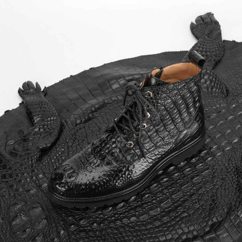 Crocodile leather genuine leather men's Martin boots business casual boots outdoor short boots 