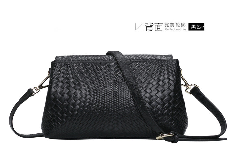 Genuine leather women's bag, cowhide shoulder bag, knitted bag, crossbody bag, commuter office lady, goes with everything