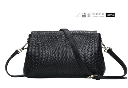 Genuine leather women's bag, cowhide shoulder bag, knitted bag, crossbody bag, commuter office lady, goes with everything