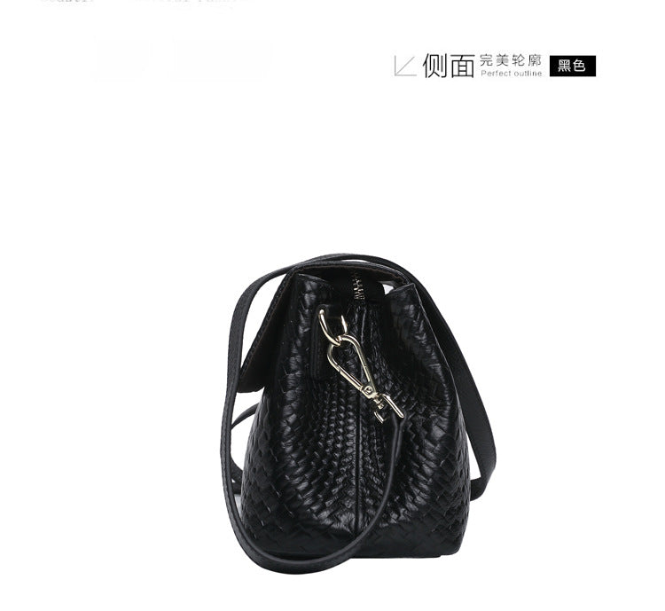 Genuine leather women's bag, cowhide shoulder bag, knitted bag, crossbody bag, commuter office lady, goes with everything