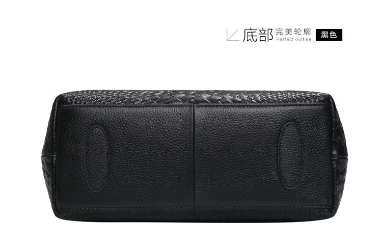 Genuine leather women's bag, cowhide shoulder bag, knitted bag, crossbody bag, commuter office lady, goes with everything