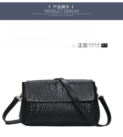 Genuine leather women's bag, cowhide shoulder bag, knitted bag, crossbody bag, commuter office lady, goes with everything