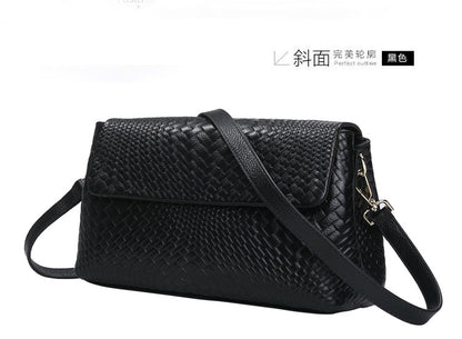 Genuine leather women's bag, cowhide shoulder bag, knitted bag, crossbody bag, commuter office lady, goes with everything