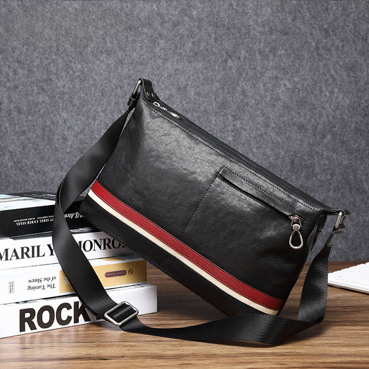 新型メンズショルダーバッグ 牛皮本革製 多機能 ファッションカジュアル 大容量斜めがけバッグ