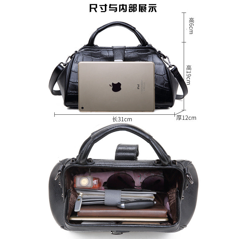 女性のハンドバッグ本革ファッションレディースショルダーバッグ牛革鰐柄 シンプル 何とでも合う