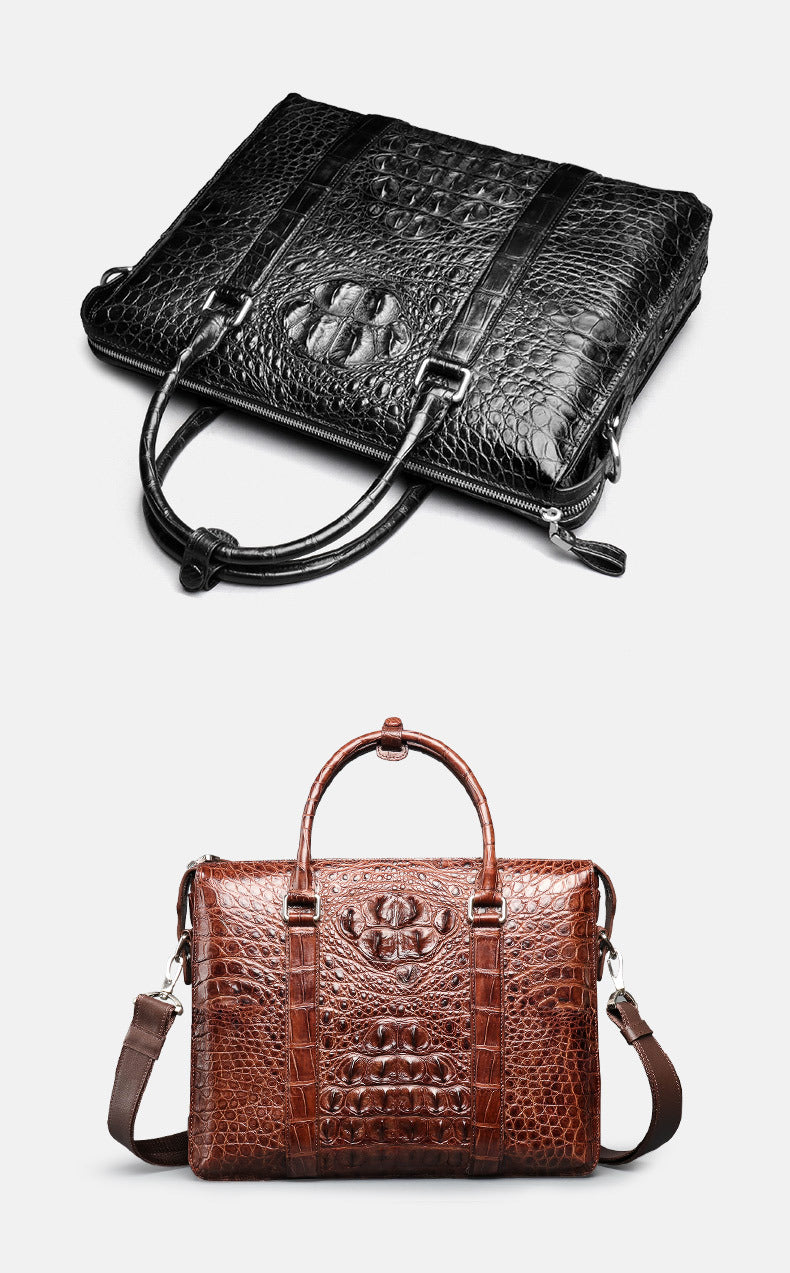 シャム鰐皮 本革メンズブリーフケース ハンドバッグ 出張 通勤 会議ビジネスバッグ オフィスバッグ  ファイルバッグ 手提げかばん斜めがけショルダーバッグ