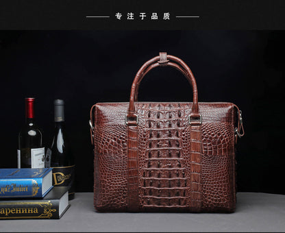 シャム鰐皮 本革メンズブリーフケース ハンドバッグ 出張 通勤 会議ビジネスバッグ オフィスバッグ  ファイルバッグ 手提げかばん斜めがけショルダーバッグ