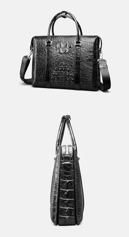 シャム鰐皮 本革メンズブリーフケース ハンドバッグ 出張 通勤 会議ビジネスバッグ オフィスバッグ  ファイルバッグ 手提げかばん斜めがけショルダーバッグ