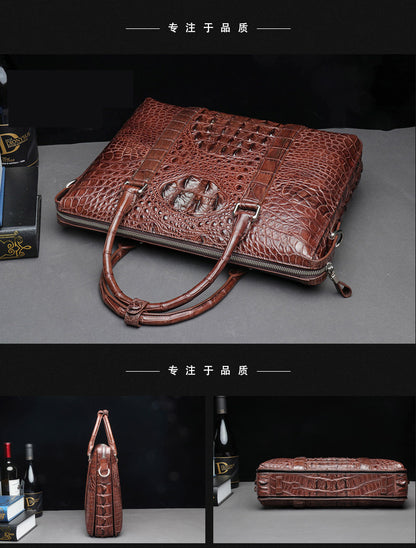 シャム鰐皮 本革メンズブリーフケース ハンドバッグ 出張 通勤 会議ビジネスバッグ オフィスバッグ  ファイルバッグ 手提げかばん斜めがけショルダーバッグ