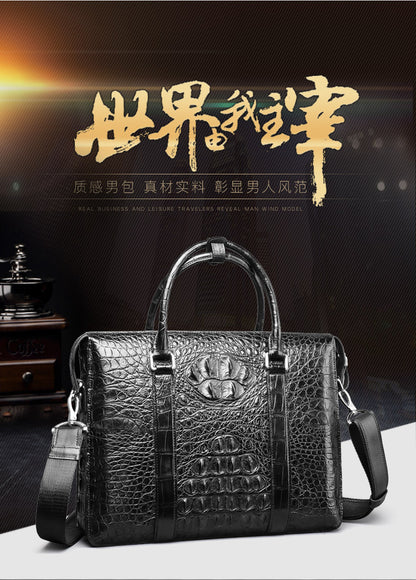 シャム鰐皮 本革メンズブリーフケース ハンドバッグ 出張 通勤 会議ビジネスバッグ オフィスバッグ  ファイルバッグ 手提げかばん斜めがけショルダーバッグ