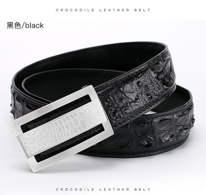 Siamese Crocodile Skin Genuine Leather Men's Belt Smooth Buckle Stylish Business Casual Belt Gift Present 