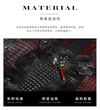 Siamese Crocodile Skin Genuine Leather Men's Belt Smooth Buckle Stylish Business Casual Belt Gift Present 