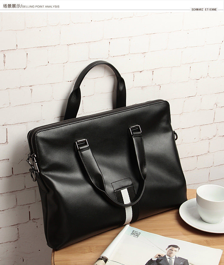 Men's Business Briefcase Made of Cowhide Genuine Leather High Quality Men's Handbag Handbag Computer Bag 